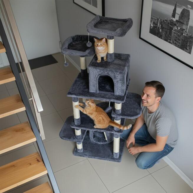 Duży drapak dla kota 170cm DK6 domek legowisko hamak