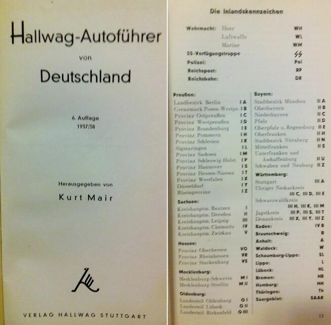 Hallwag Autoführer von Deutschland 1937/38