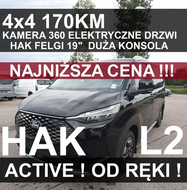 Ford Tourneo Custom L2 4X4 Active Kamera 360 Felgi 19"  Elektr. drzwi  Niska Cena 3349zł