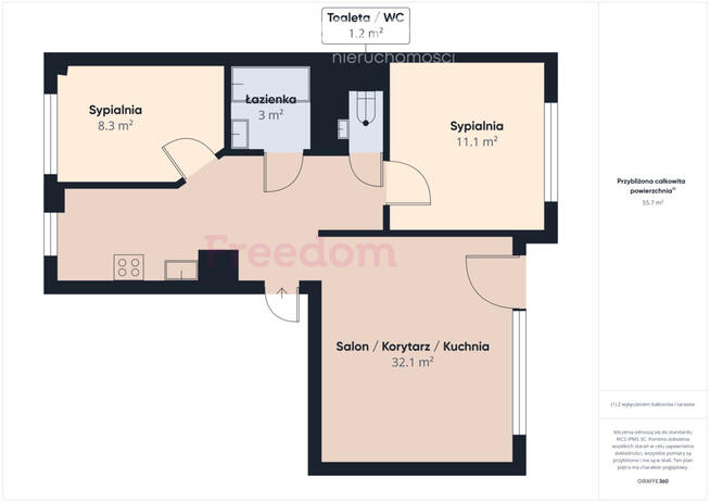 Nowoczesne 3 pokoje 57,5m2 na osiedlu Michałów