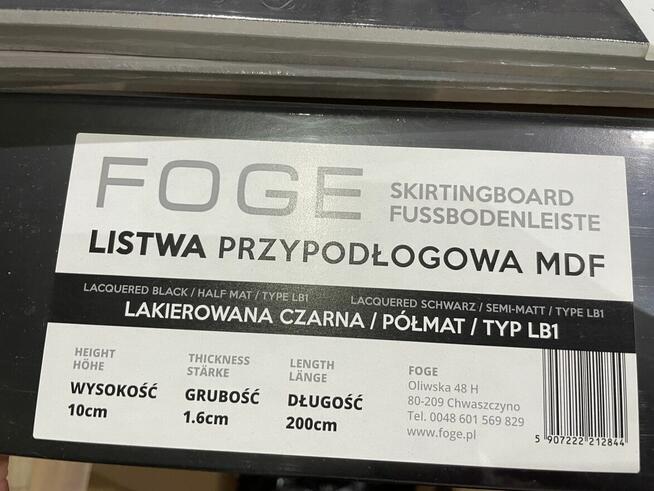 Listwy przypodłogowe LAKIEROWANE CZARNE/ PÓŁMAT/ LB1