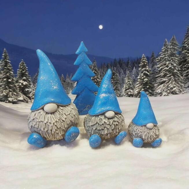 Brodacze świąteczne skrzat gipsowy Boże Narodzenie krasnale