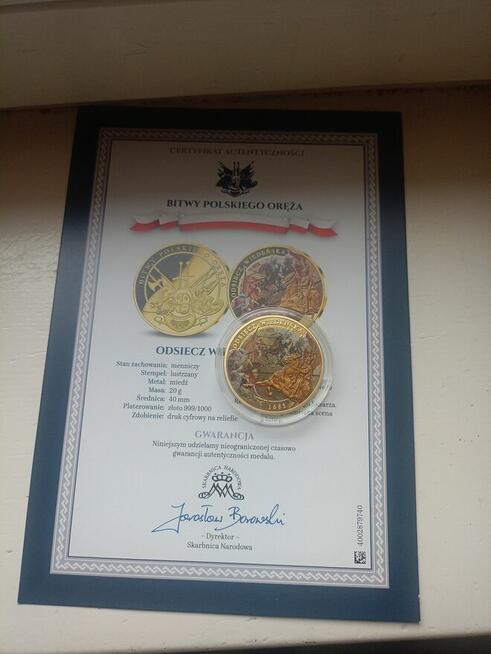 Medal 24 karatowe złoto odsiecz wiedeńska 1683