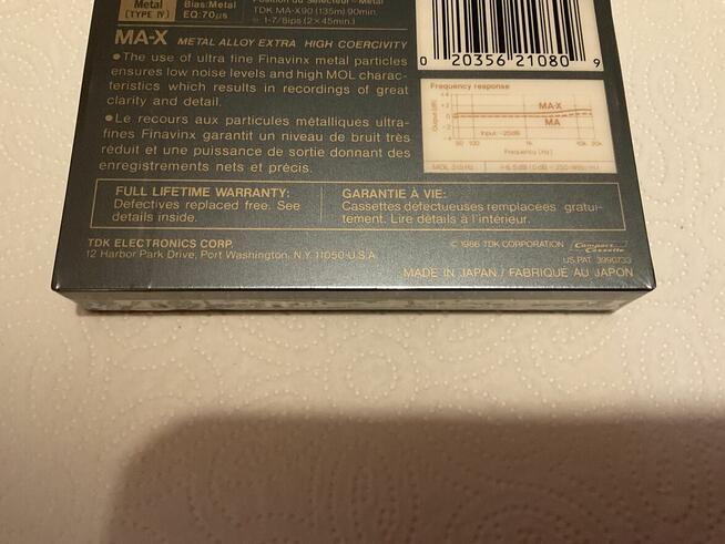 TDK MA-X - 1986 - USA Najlepszy typ IV TDK z połowy lat 80.
