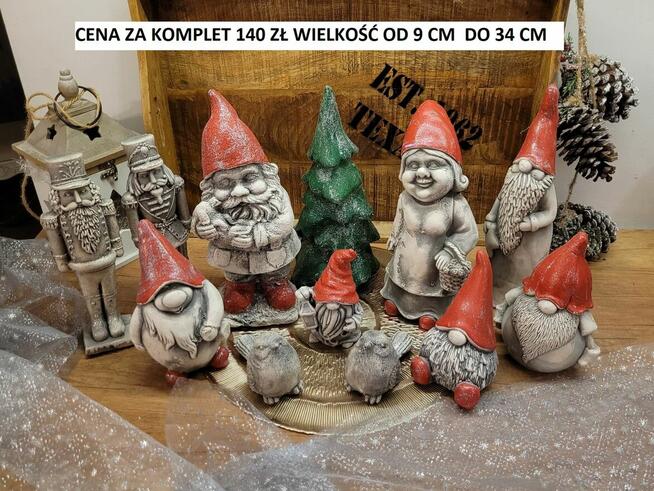 Brodacze świąteczne skrzat gipsowy Boże Narodzenie krasnale