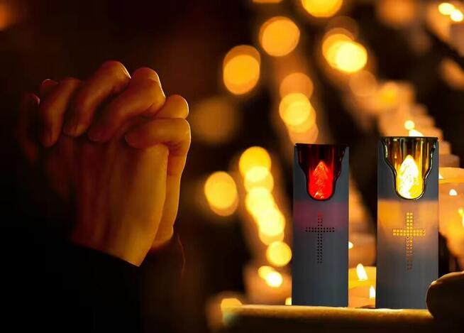 Świeczka LED z muzyką grająca znicz na grób mix kolorów