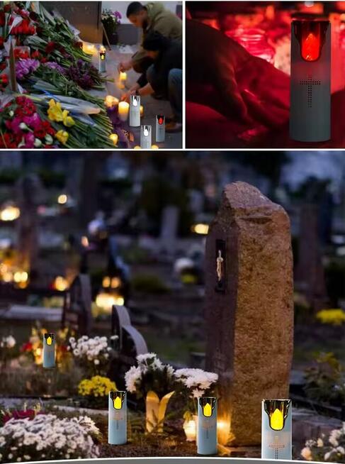 Świeczka LED z muzyką grająca znicz na grób mix kolorów