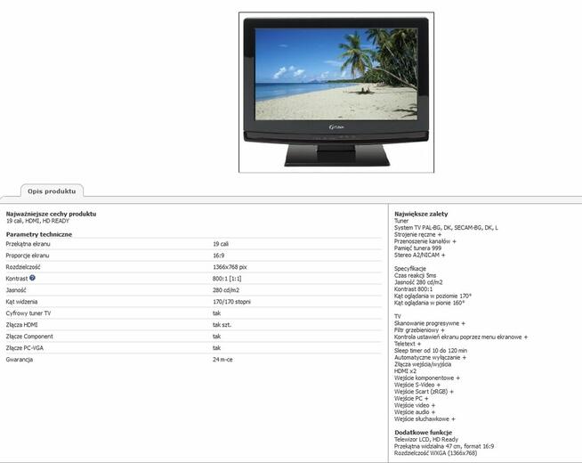 Telewizor Monitor LCD Funai LT7-M19BB