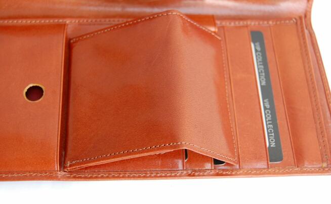 Portfel męski Vip Collection skóra naturalna koniakowy brąz