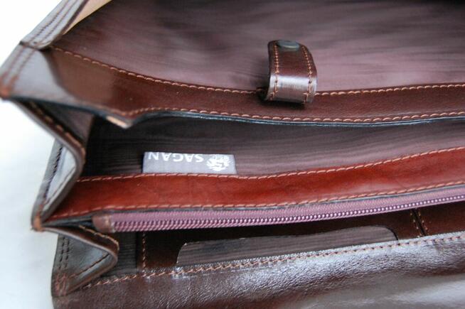 Sagan, nowa torba, teczka męska, skórzana, skóra, brąz