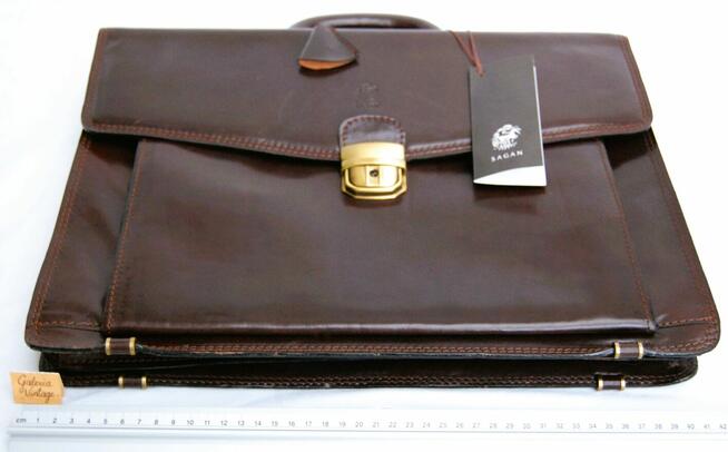 Sagan, nowa torba, teczka męska, skórzana, skóra, brąz