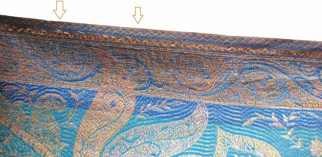 Jedwabny szal Indiska paisley, 100% jedwab turkus fiolet