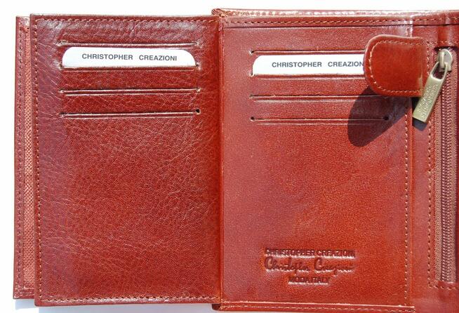 Nowy portfel męski skórzany Christopher Creazioni skóra natu