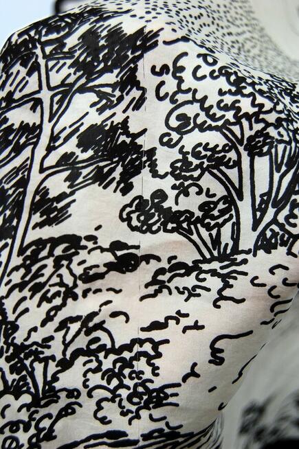 Jedwabna chusta apaszka jedwab Milanówek pejzaż vintage 90