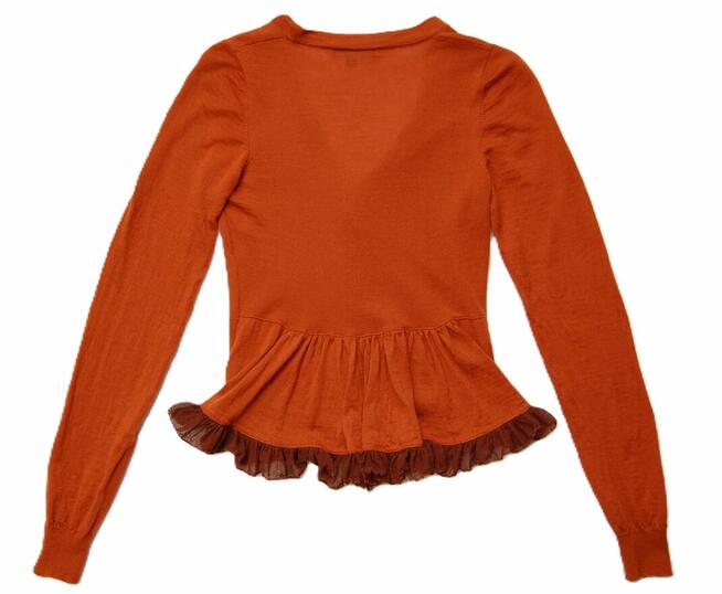 Burberry kardigan damski S XS wełna merino jedwab miedziany