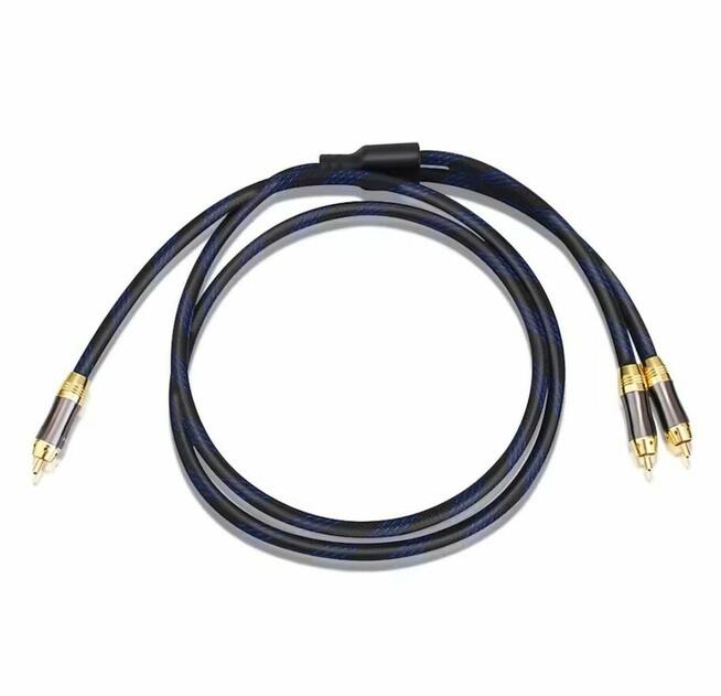 Kabel 0.5m wtyczka RCA do wtyczki 2RCA, do subwoofera