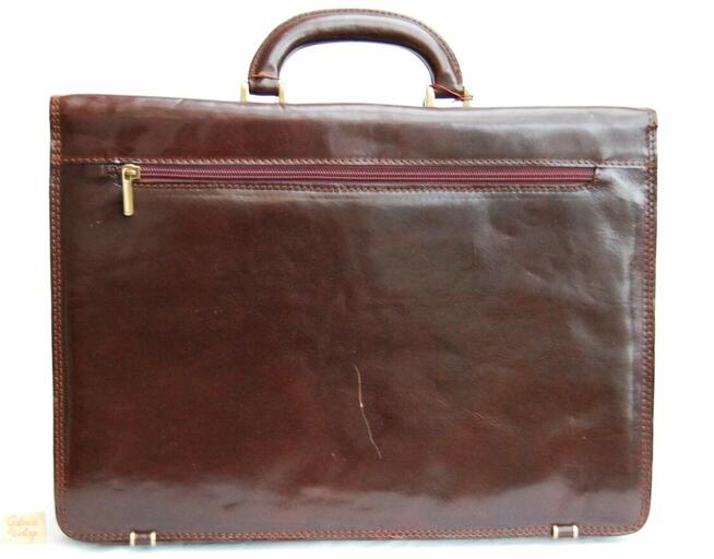 Sagan, nowa torba, teczka męska, skórzana, skóra, brąz