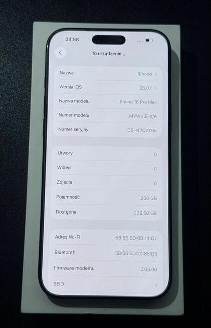 iPhone 16ProMax 256Gb *97%kondycji*