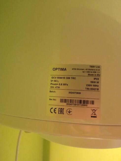 bojler optima 1500 w 50 litrów