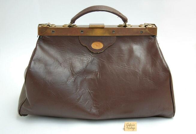 Torba podróżna skórzana vintage Francja logo podkowy Celine