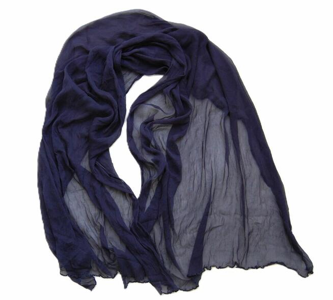 Szal jedwabny do sukni 200 x 100 cm jedwab kreszowany indygo
