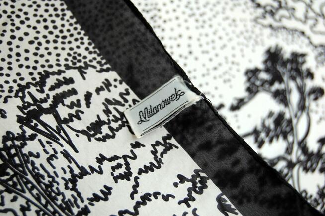 Jedwabna chusta apaszka jedwab Milanówek pejzaż vintage 90