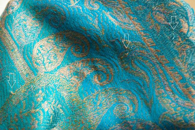 Jedwabny szal Indiska paisley, 100% jedwab turkus fiolet