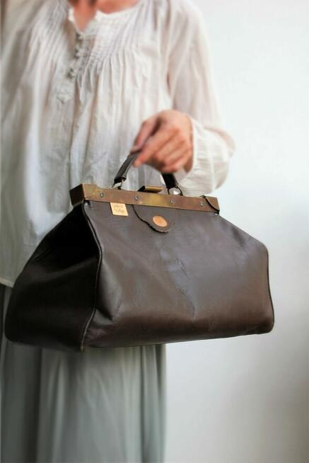 Torba podróżna skórzana vintage Francja logo podkowy Celine