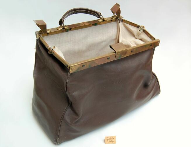 Torba podróżna skórzana vintage Francja logo podkowy Celine