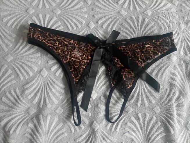 Panterkowe majtki z dziurką, L