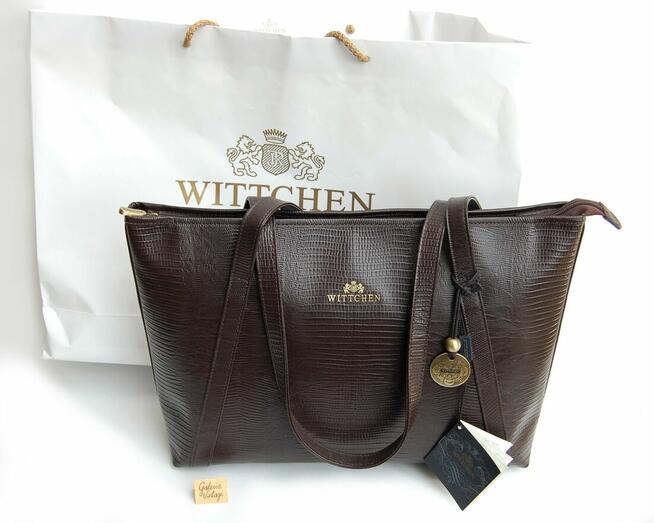 Nowa torebka na ramię Wittchen Lizard, skóra naturalna, brąz