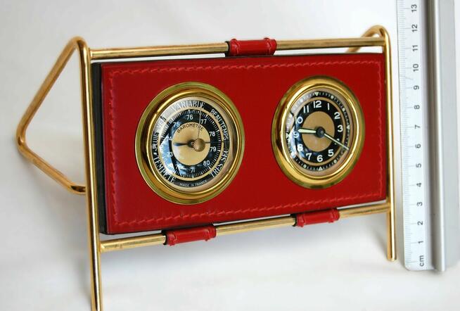 Barometr i zegar na biurko, design, Francja, lata 60 vintage