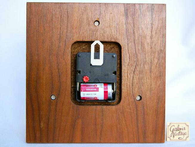 Zegar ścienny Weimar mosiądz teak modernizm Niemcy GDR