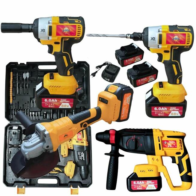 Zestaw młotowiertarka + udar + kątówka akumulator 439 zł