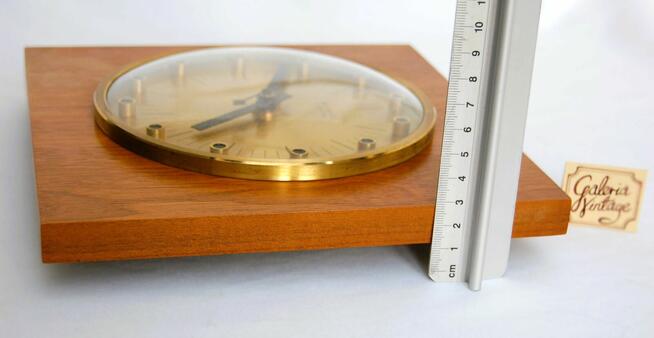 Zegar ścienny Weimar mosiądz teak modernizm Niemcy GDR