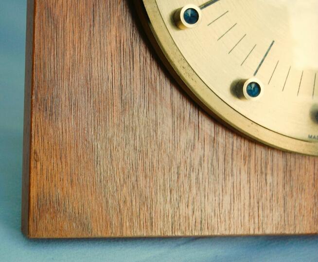 Zegar ścienny Weimar mosiądz teak modernizm Niemcy GDR