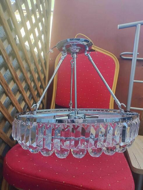 Żyrandol Kryształowy Lampa Sufitowa Sufit Srebrna kryształ