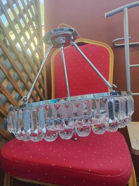 Żyrandol Kryształowy Lampa Sufitowa Sufit Srebrna kryształ