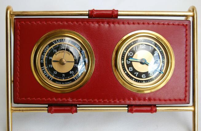 Barometr i zegar na biurko, design, Francja, lata 60 vintage