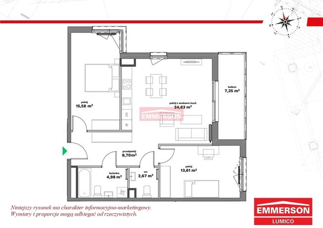 3 pok. balkon 7 m2 | Galeria Bronowice