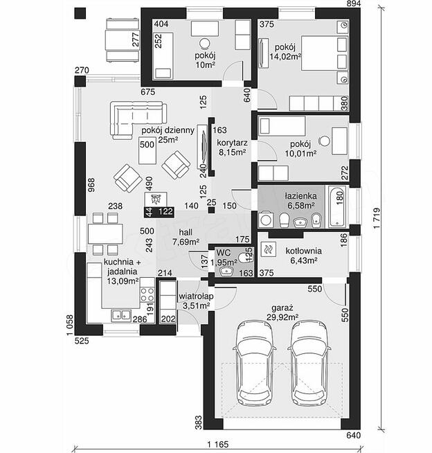 Dom wolnostojący w nowoczesnej zabudowie 130 m2