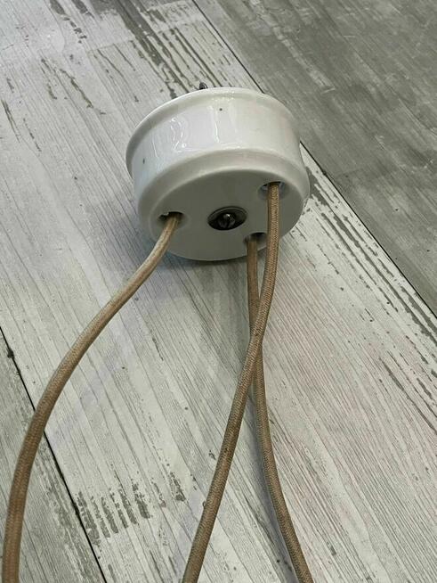 Stara lampa wisząca kuchenna z przeciwwagą porcelanową