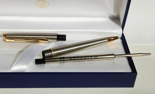 Długopis Waterman Hemisphere, stal, złoto, vintage, 2000 r.