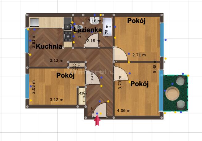 Nowa niższa cena! 3 oddzielne pokoje-ul.Sidorska 3
