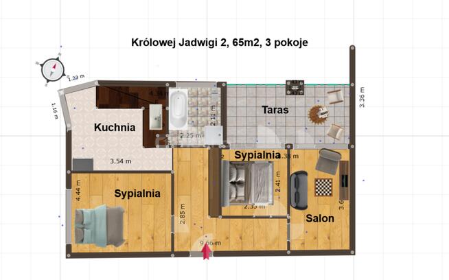 3 pokojowe mieszkanie przy ul.Królowej Jadwigi