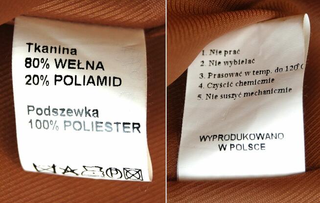 Płaszcz damski wełniany Barbara B 44 XXL 80% wełna camel beż