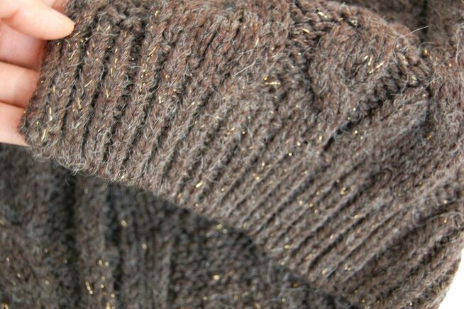 Sweter damski narzutka wełna moher akryl brąz