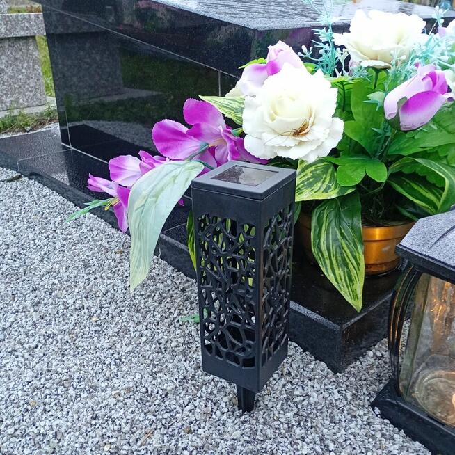 Lampion znicz solarny LED czujnik zmierzchu świeczka