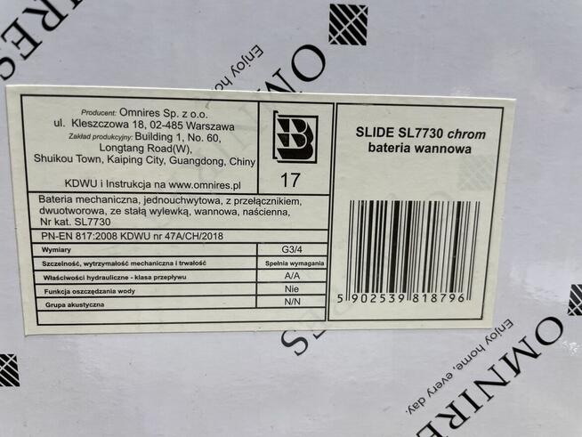 Omnires SLIDE | bateria wannowa