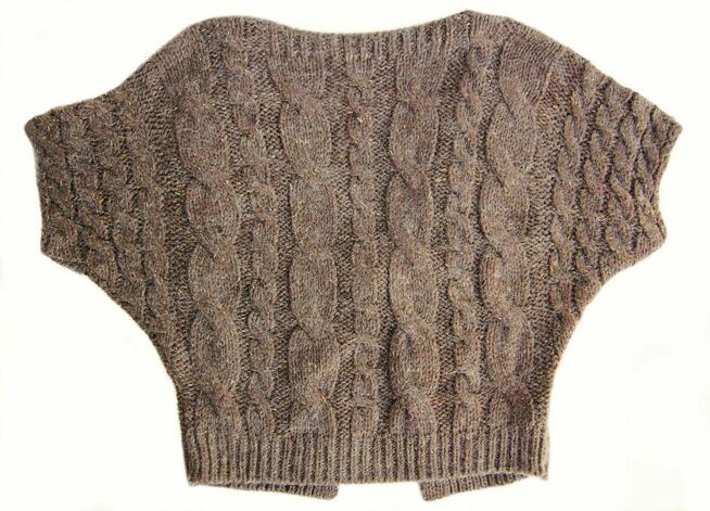 Sweter damski narzutka wełna moher akryl brąz